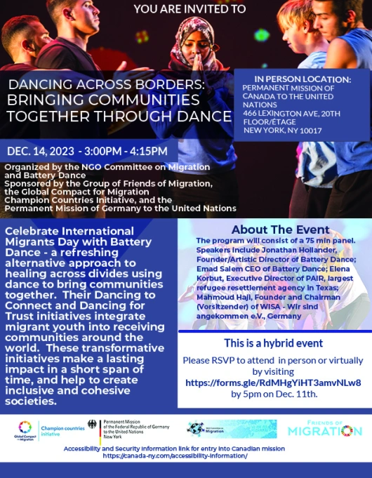 Event flyer for Dancing Across Borders
